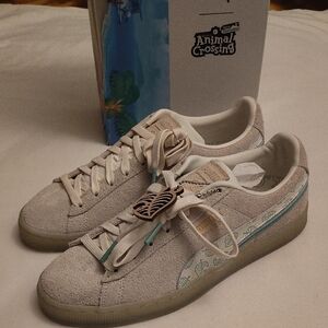 Puma Animal Crossing Tan Suede Sneakers with Teal Highlights New 8.5